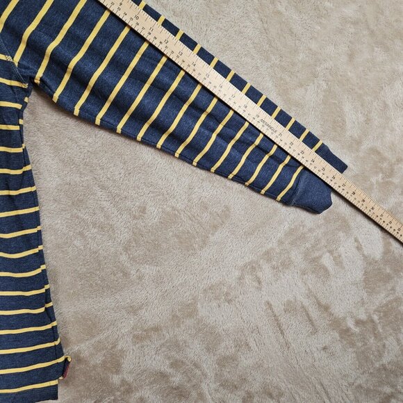 Chaps Long Sleeve Striped Club Jersey Henley Shirt 3 Buttons Blue/Yellow Mens XL - Picture 5 of 10